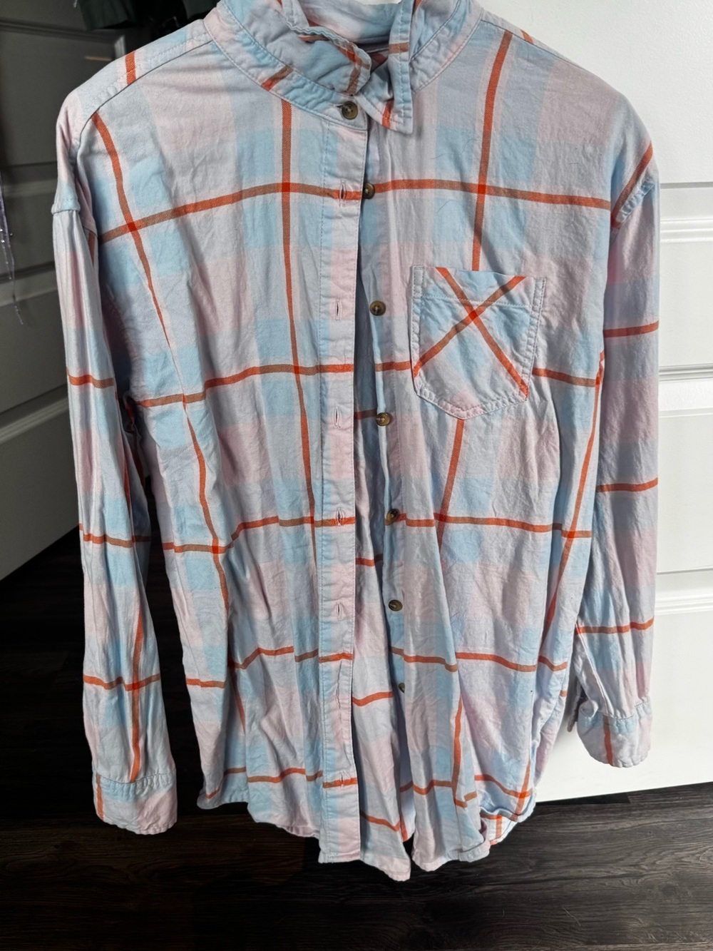 Source Unknown Blue and Orange Windowpane Button-Down Shirt